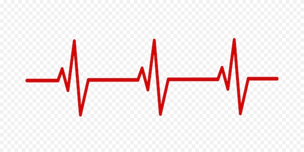 Red heartbeat line vector icon. Heart rhythm sign. Pulse icon.  Vector illustration.