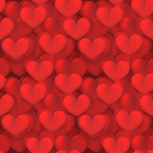 Red hearts at black background Hearts texture Seamless pattern