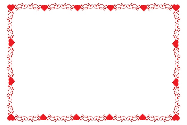 Vector red hearts ornate award frame border valentines day card border square layout vector element