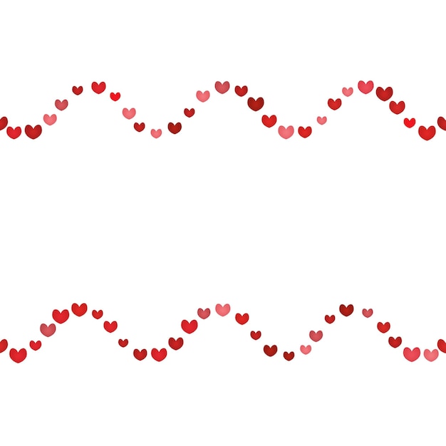 Red hearts Seamless horizontal border Repeating pattern Endless ornament of hearts