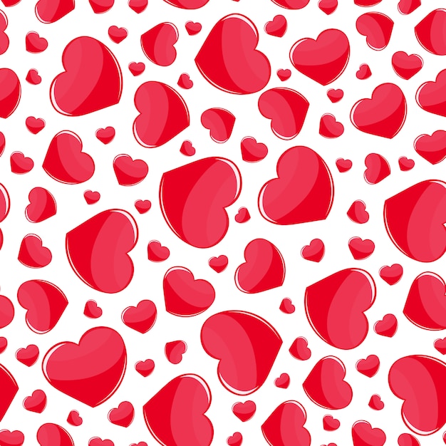 Red hearts seamless pattern on white