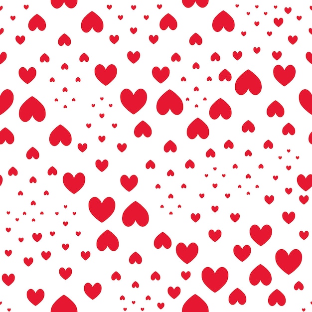 Red hearts Seamless vector pattern Endless ornament Romantic print Repeating symbols of love