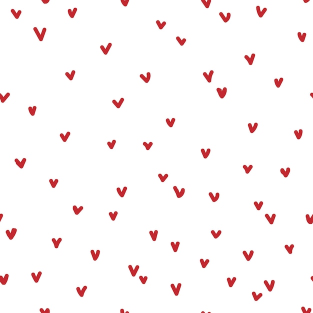 Vector red hearts on white background seamless pattern