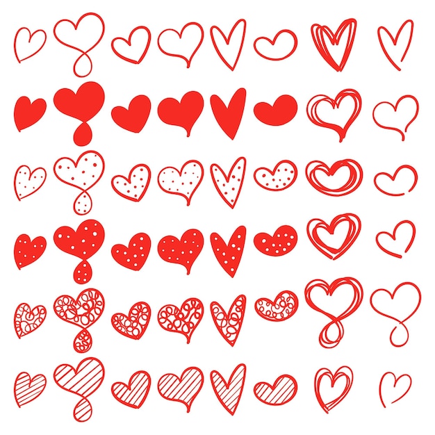 Red hearts with different shapes