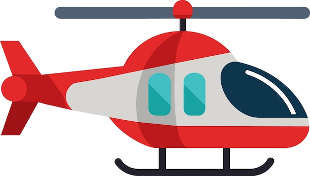 Red Helicopter In Flat Style Vector