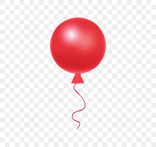 Red helium balloon with ribbon in realistic style