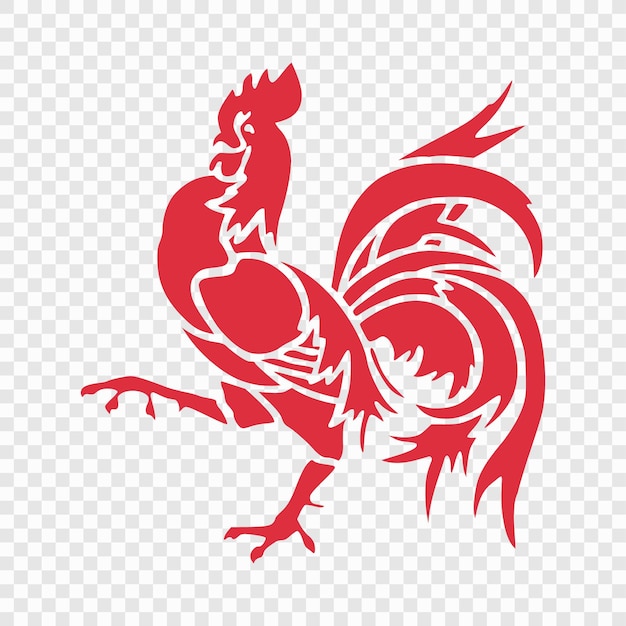 Vector red heraldic rooster symbol of wallonia on transparent background