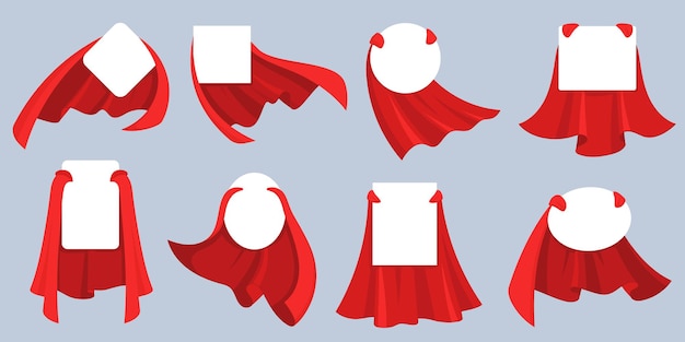 Red hero cape labels set