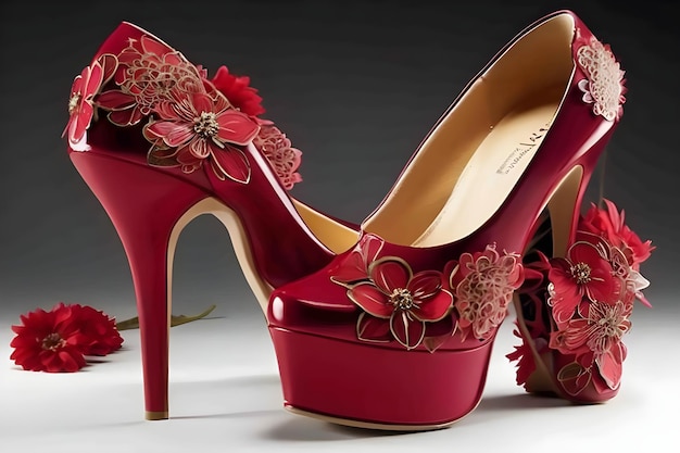 Red high heel shoe women fashion