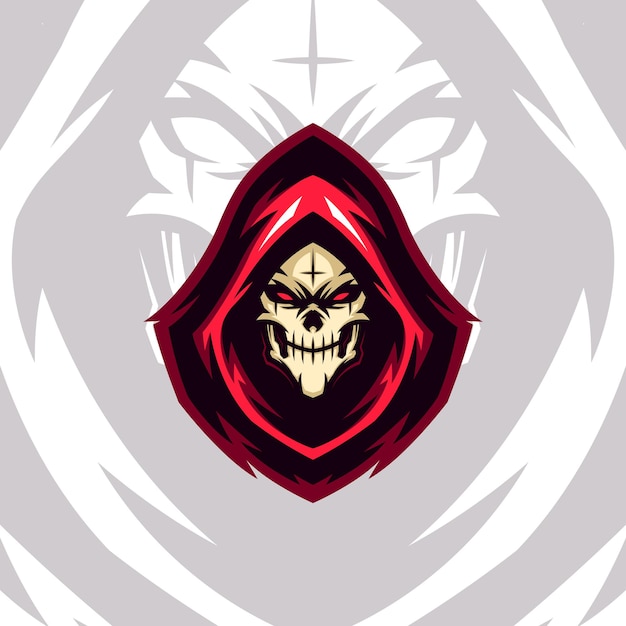 red hooded undead skull asassin gaming vector mascot