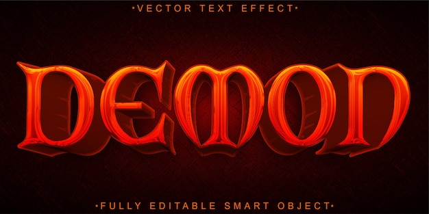 Vector red horror demon vector fully editable smart object text effect