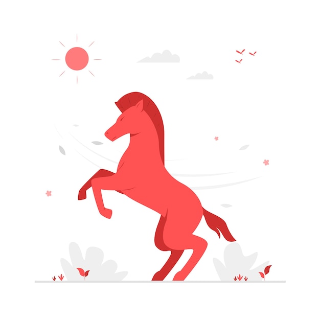 Red horse vector character illustration