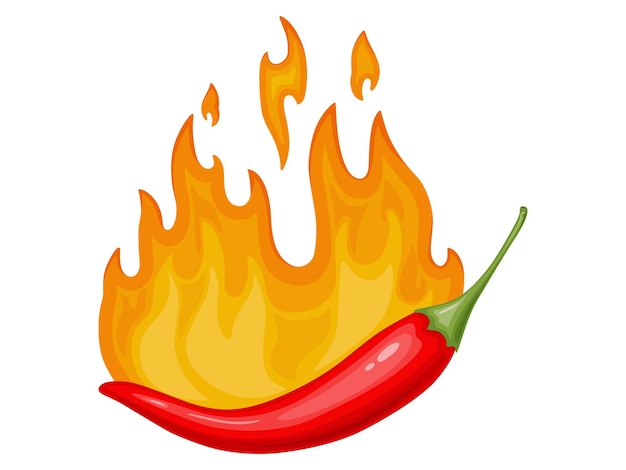 Red hot Chili pepper on fire Mexican traditional food