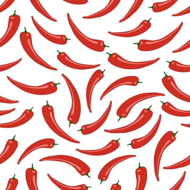 Red hot pepper. Seamless pattern. Objects on a white background.