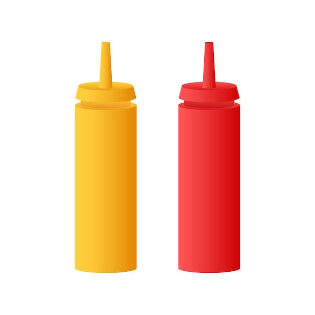 Red ketchup and yellow mustard bottle on white background Vector illustration design Isolated