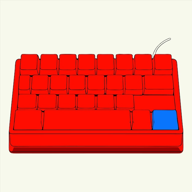 a red keyboard with a blue mouse on it