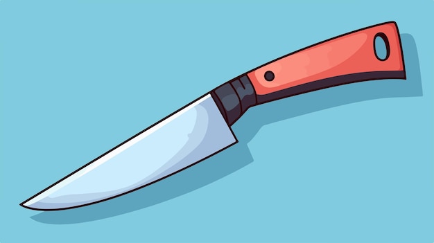 a red knife with a black dot on the bottom of it