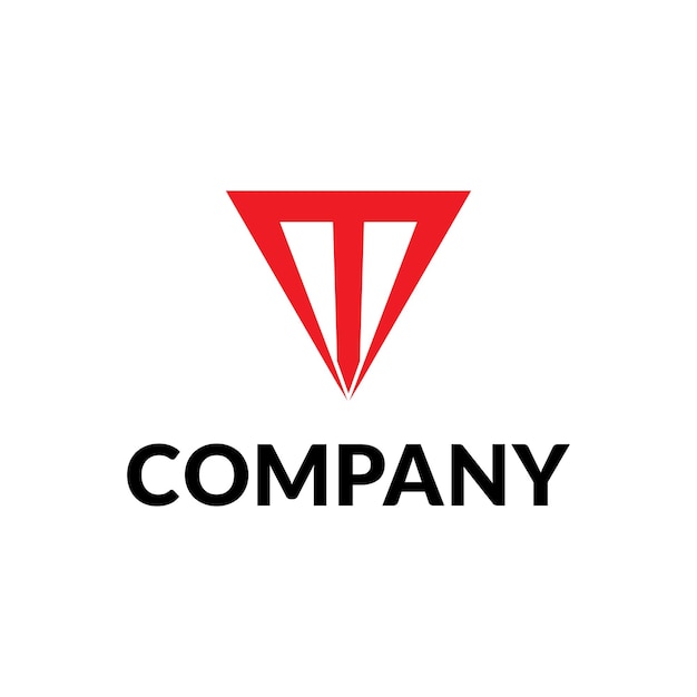 Red Letter T Alphabet Logo in Triangle Shape