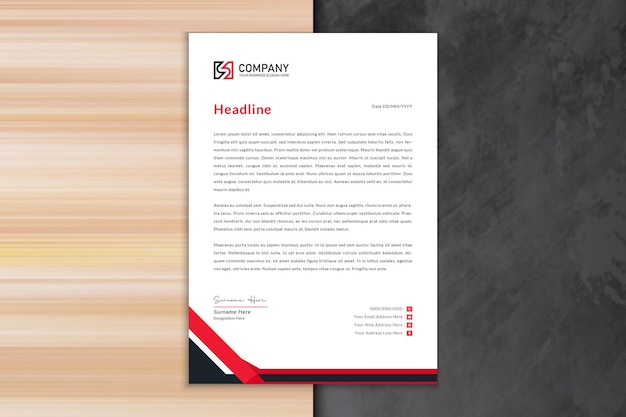 Red Letterhead template in flat style