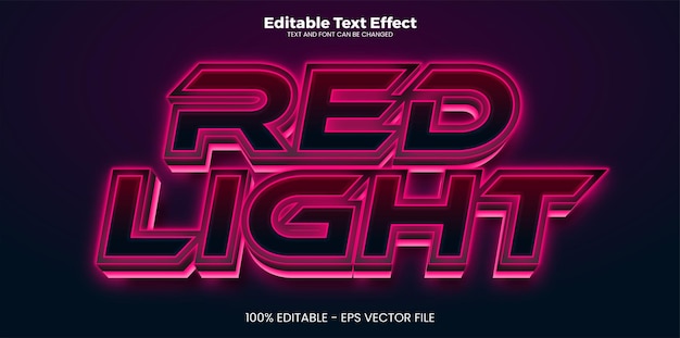 Red Light editable text effect in modern trend style