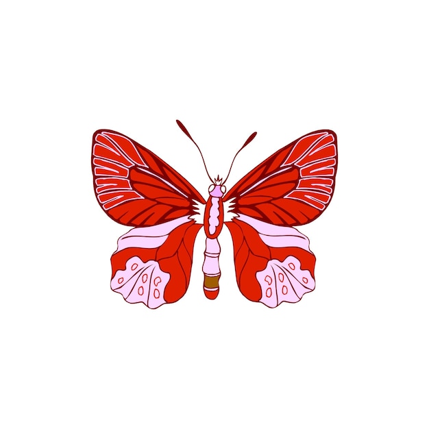 Red and light pink Papilio icon design on background