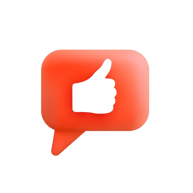 Red like icon for social networks in 3d cartoon minimal style Vector illustration