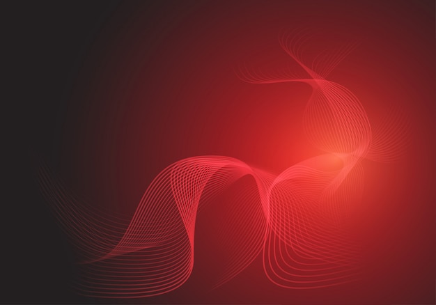 Vector red line wave curve smooth on dark background.