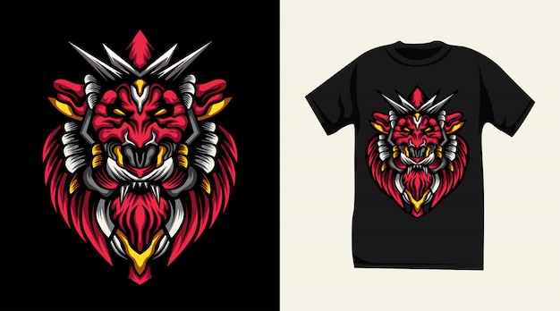 red lion monster t-shirt design  