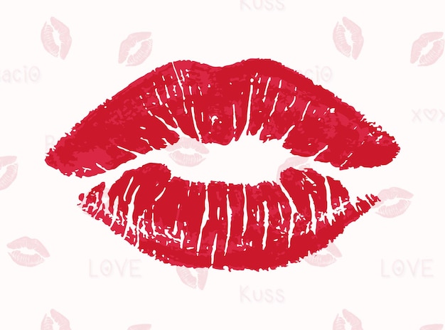 Red lips lipstick shape sticker red lips vector png clipart