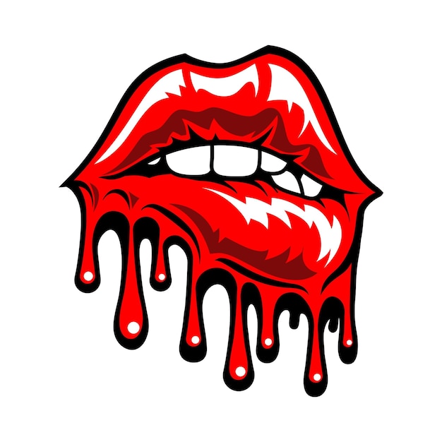 red lips with dripping style