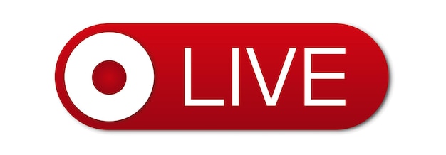 Red live button on a white background Live symbol badge sign label sticker template