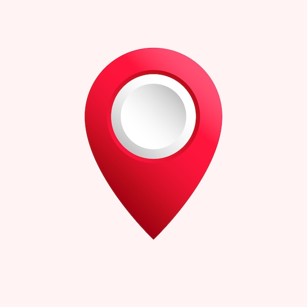 Red location pin icon with and gradation color and 3d style