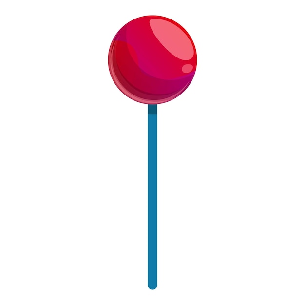 Red lollipop icon Cartoon of red lollipop vector icon for web design isolated on white background