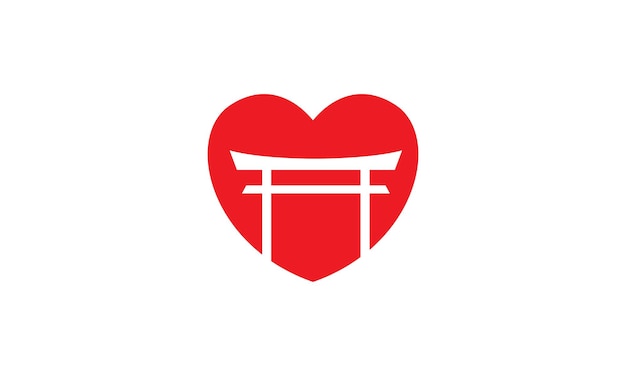 Red love torii japan logo symbol vector icon illustration design