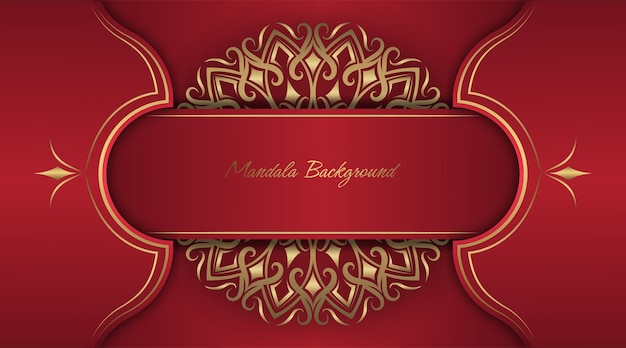 Red luxury background with gold mandala decoration