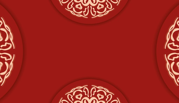 Red luxury poster with beige geometric pattern