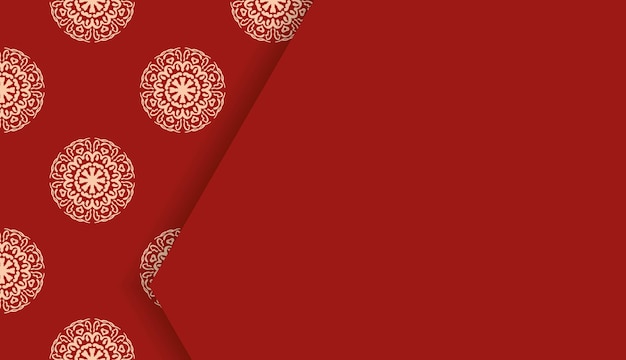 Red luxury poster with beige ornament