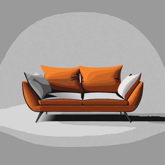 Red luxury sofa single object for home realistic vector illustration