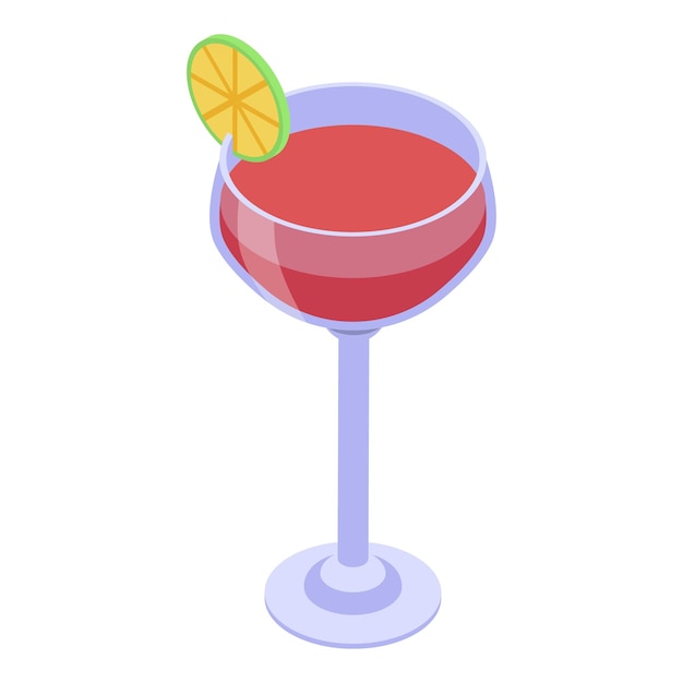 Red margarita cocktail icon Isometric of red margarita cocktail vector icon for web design isolated on white background