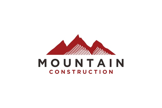 Red mountain logo design three peaks icon symbol