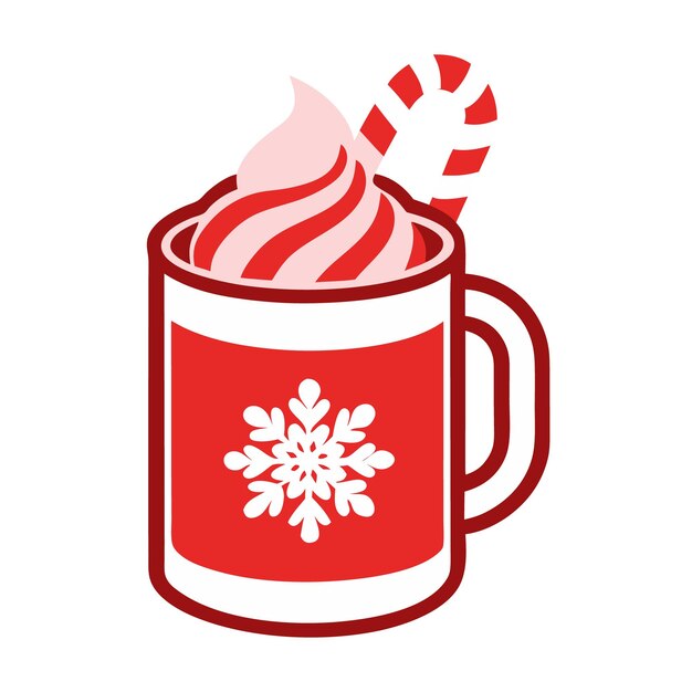 Vector a red mug with a candy cane vector