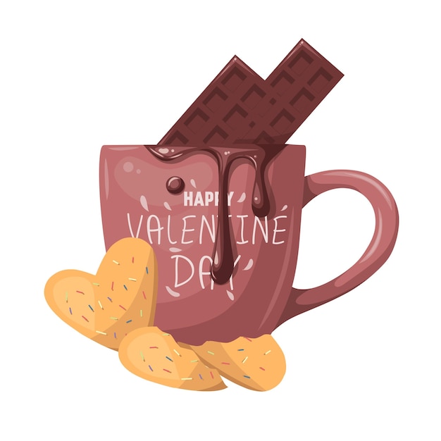 Vector a red mug with a heart shaped box that says happy valentines day