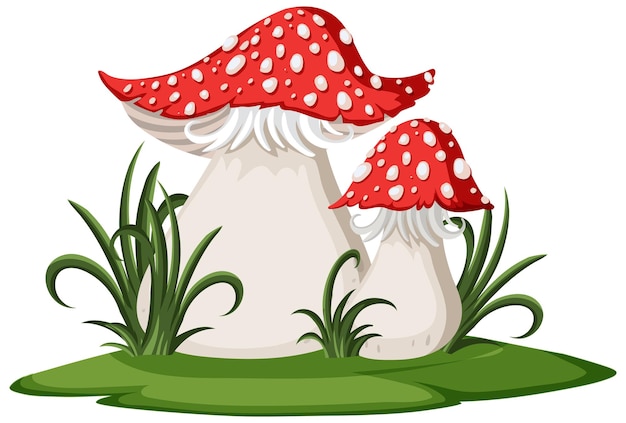 Red Mushroom with Grass