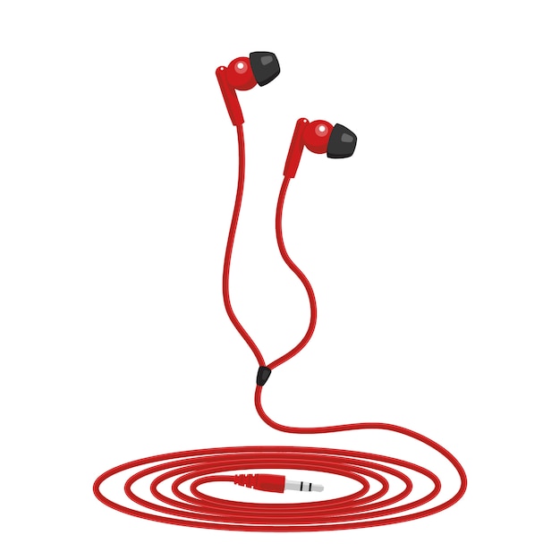 Red music wired headphone