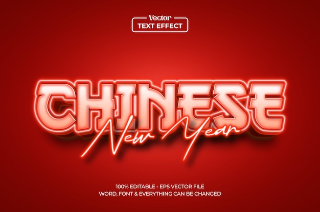 Red Neon Chinese New year 2024 Editable text style effect with