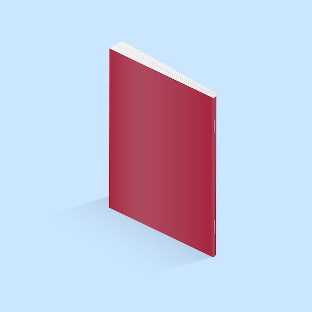 Red notepad on blue isolated background