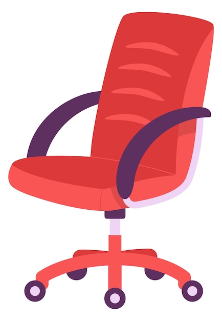 Red office chair icon Cartoon computer seat