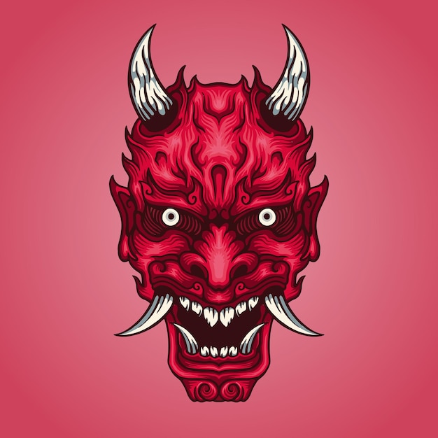 red oni head character mascot