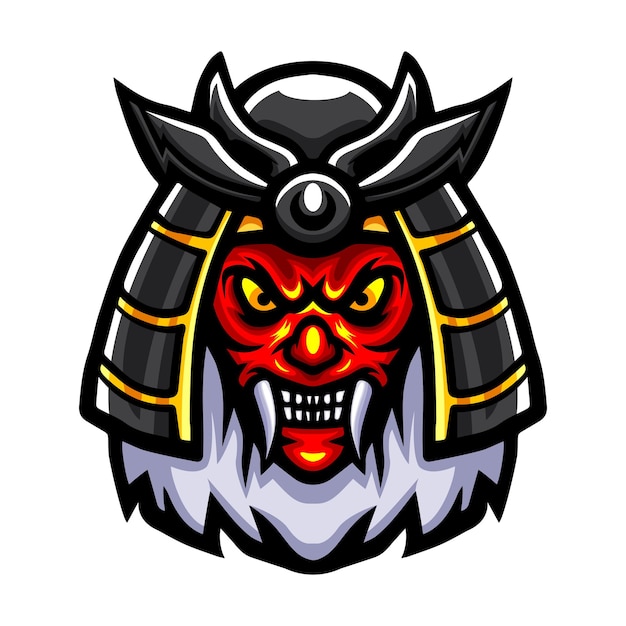 Red oni head logo mascot design