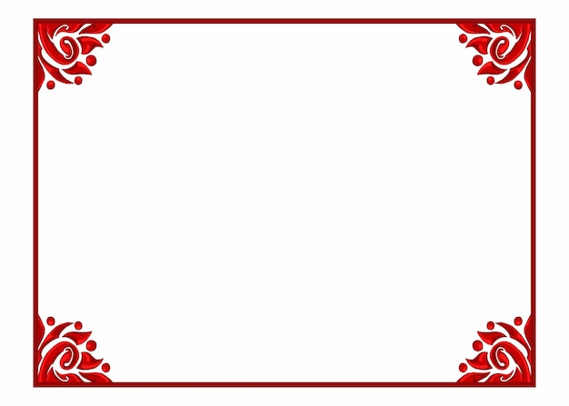 Red Orament Frame Border Vector For Decoration Design